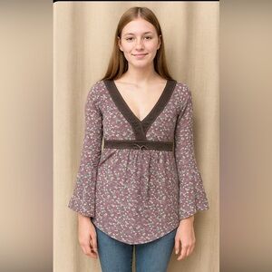 ESPRIT Y2K 4 sheer Babydoll top floral romantic cottage coquette‎ bella swan